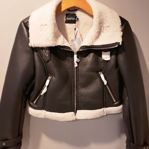 Boohoo Genuine leather crop jacket